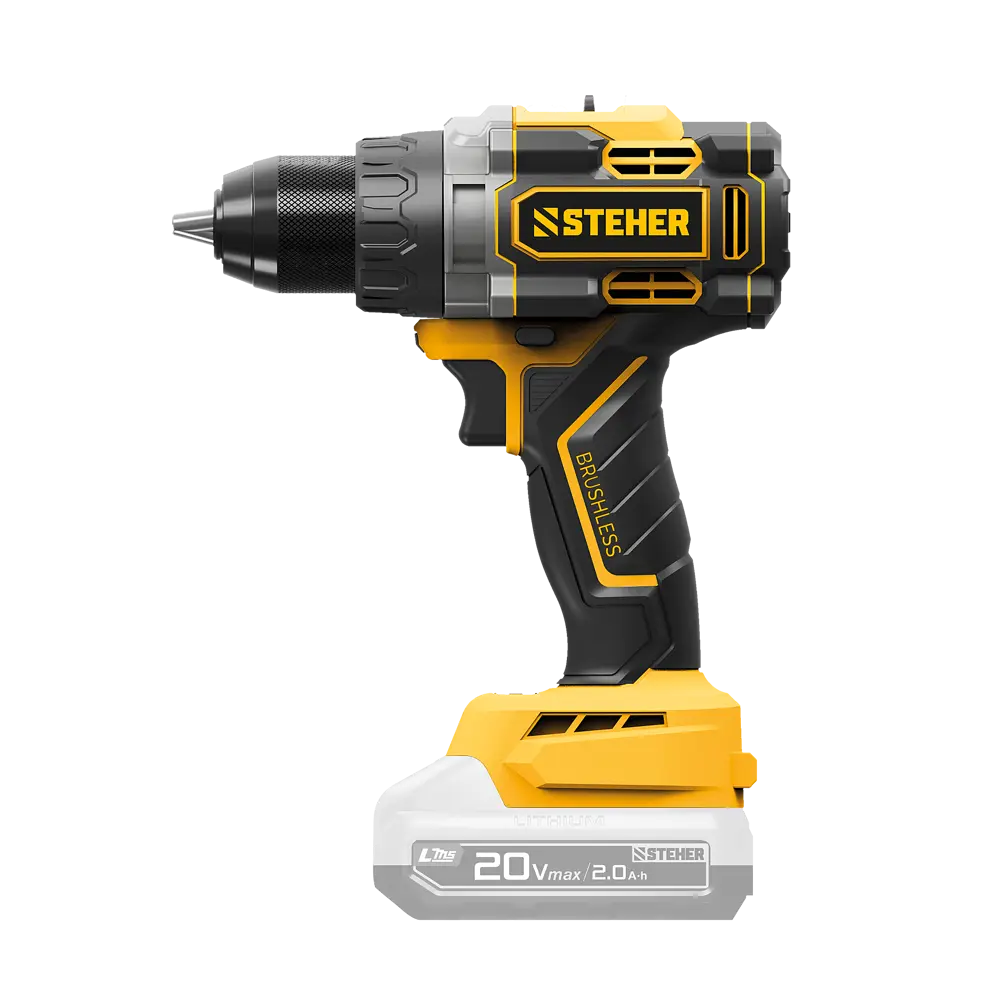 Фото Дрель-шуруповерт аккумуляторная бесщеточная Steher CB-165, 20 В Li-Ion без АКБ и ЗУ
