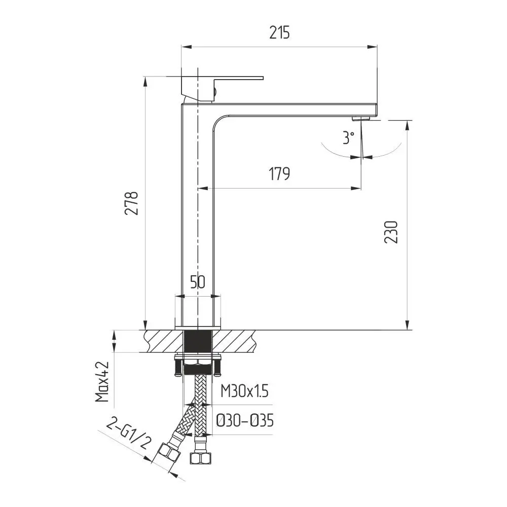 Фото 10 Смеситель для раковины в ванную AVS Cube высокий оружейная сталь