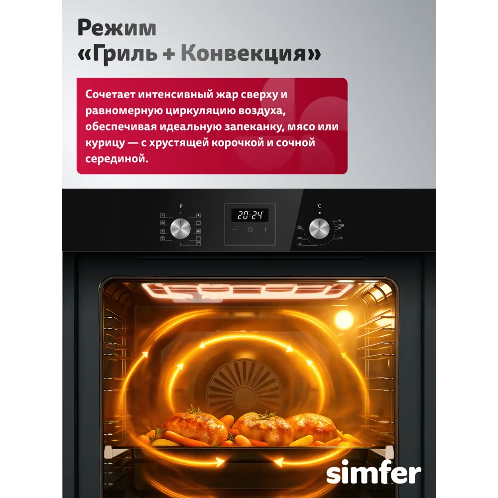 Фото 5 Духовой шкаф Simfer B6ES69125 59.5х59.5х56.5 см цвет черный Фото 5 Духовой шкаф Simfer B6ES69125 59.5х59.5х56.5 см цвет черный