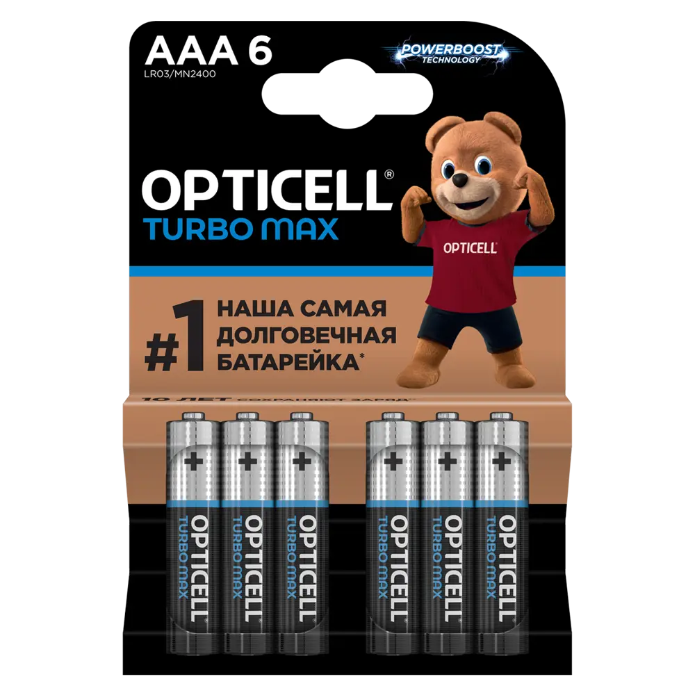 Фото Батарейка алкалиновая Opticell Turbo Max LR03 AAA 6 шт.