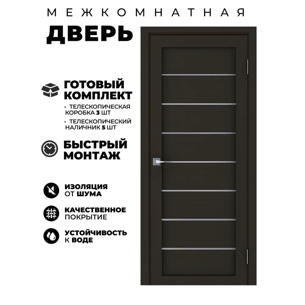 Фото Комплект межкомнатной двери Uberture Модерн 10005 остеклённая 200x80см ПВХ цвет цвет каштан с коробом и наличниками Фото Комплект межкомнатной двери Uberture Модерн 10005 остеклённая 200x80см ПВХ цвет цвет каштан с коробом и наличниками