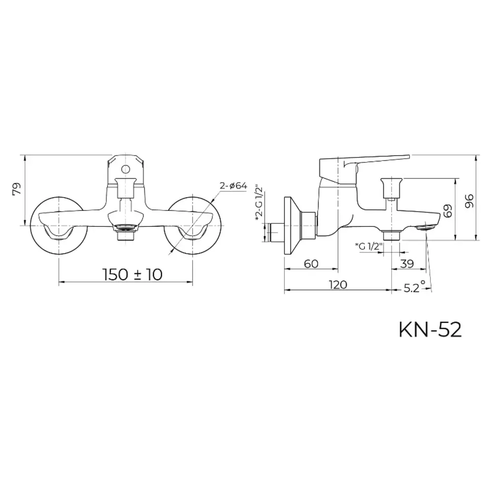 Фото 2 Смеситель для ванны Knotlor KN-52-LM цвет хром
