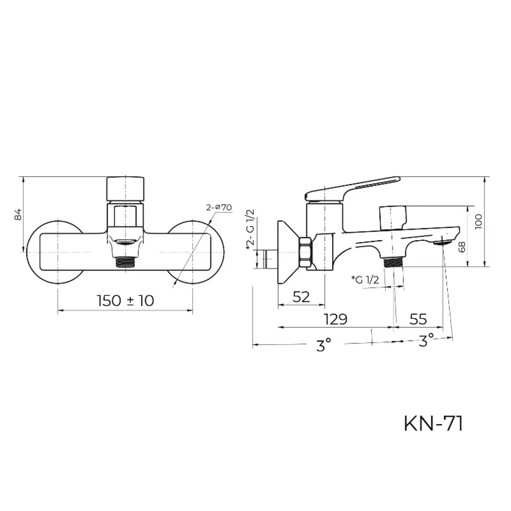 Фото 2 Смеситель для ванны Knotlor KN-71-LM цвет хром Фото 2 Смеситель для ванны Knotlor KN-71-LM цвет хром