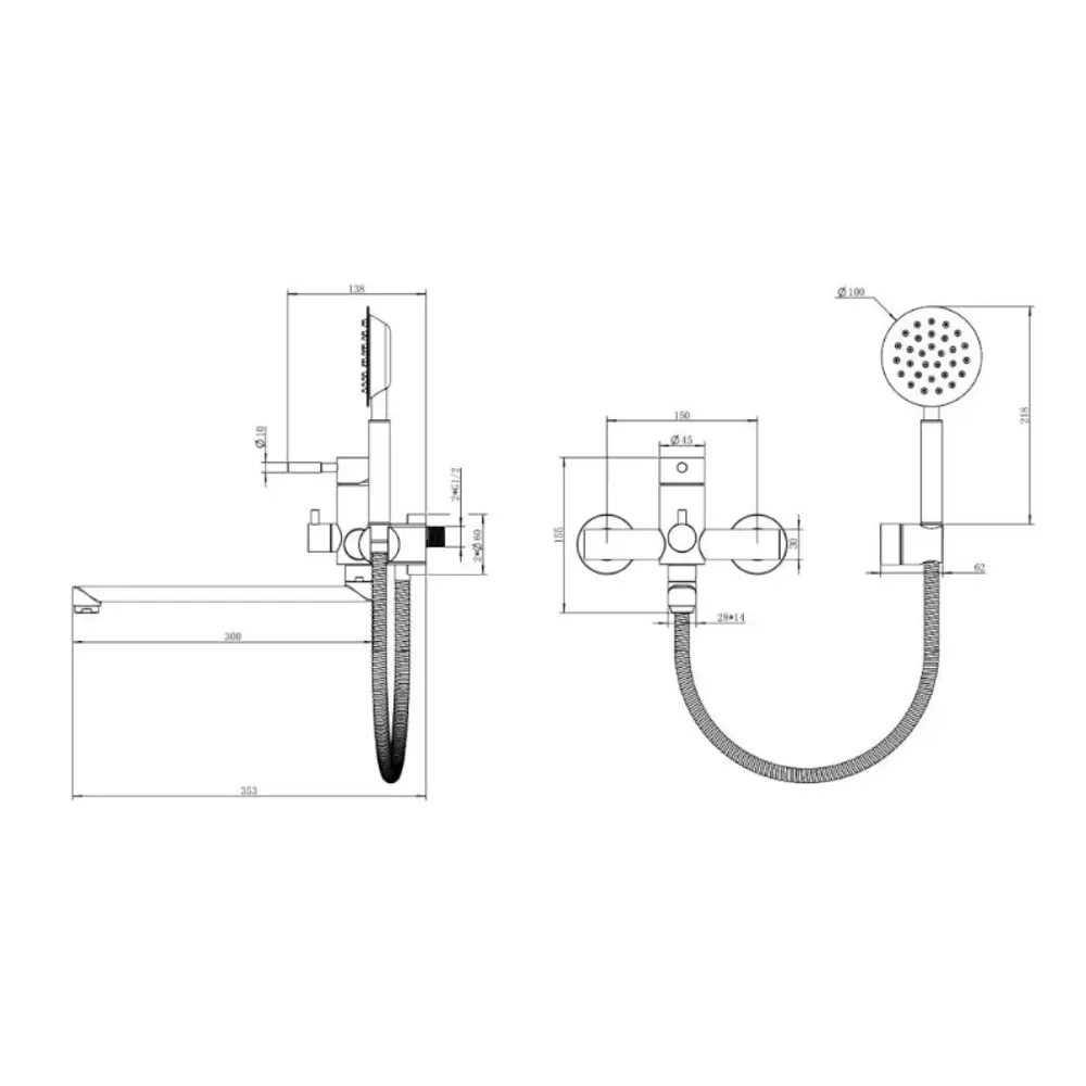 Фото 2 Смеситель для ванны Knotlor SS-03-LM цвет сатин Фото 2 Смеситель для ванны Knotlor SS-03-LM цвет сатин