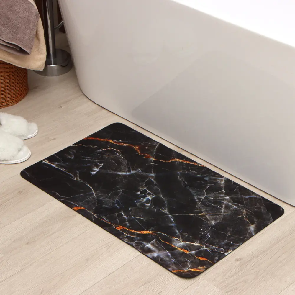 Фото Коврик для ванной комнаты ЭТЕЛЬ 9829439 78x48см цвет черный Фото Коврик для ванной комнаты ЭТЕЛЬ 9829439 78x48см цвет черный