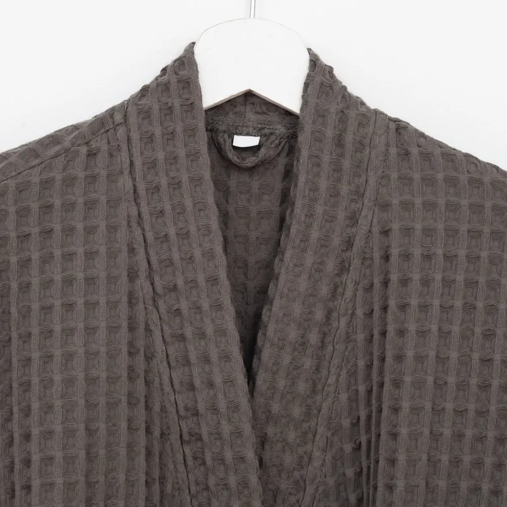 Фото 2 Халат вафельный мужской удлиненный Этель Boho размер 46-48 6243573 цвет серый