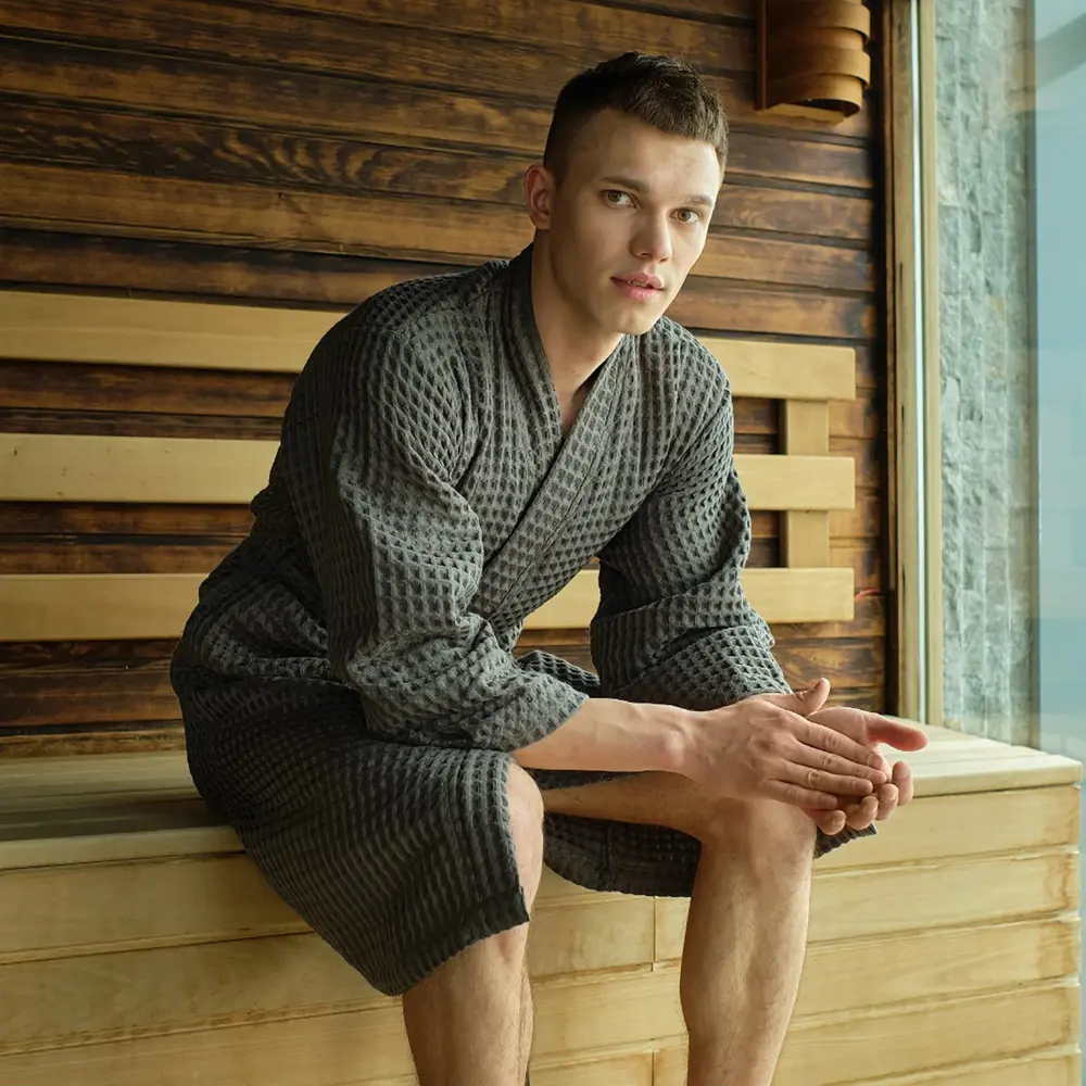 Фото 14 Халат вафельный мужской удлиненный Этель 6243575 Boho размер 54-56, цвет серый Фото 14 Халат вафельный мужской удлиненный Этель 6243575 Boho размер 54-56, цвет серый