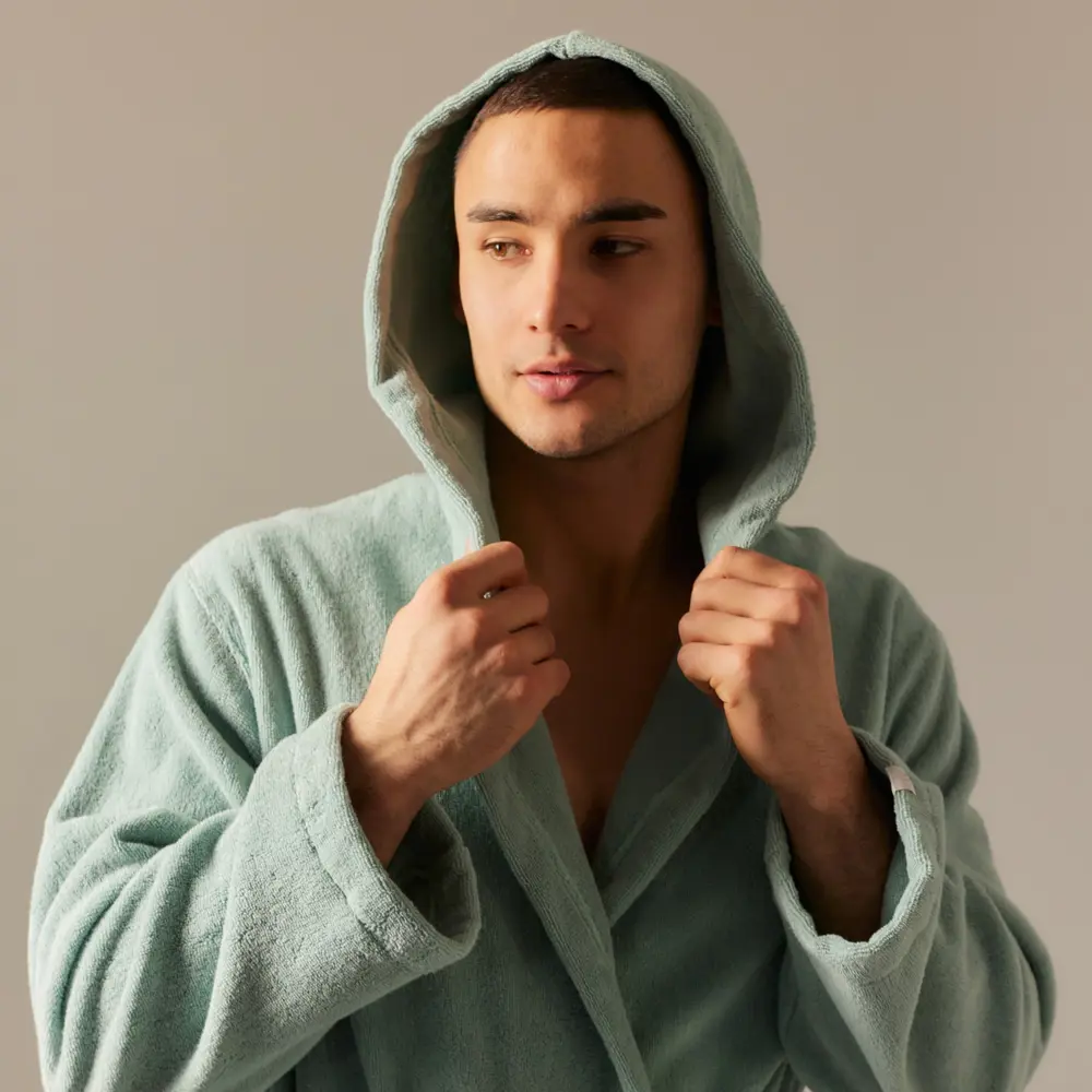 Фото 2 Халат махровый с капюшоном мужской Sima-Land Home Basic Аззура размер M