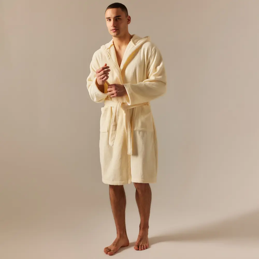 Фото 4 Халат махровый с капюшоном мужской Sima-Land Home Basic Айвори размер XL