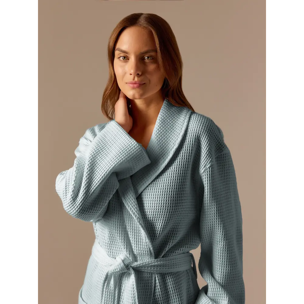 Фото 2 Халат вафельный женский Sima-Land Home Basic Аззура размер XL Фото 2 Халат вафельный женский Sima-Land Home Basic Аззура размер XL