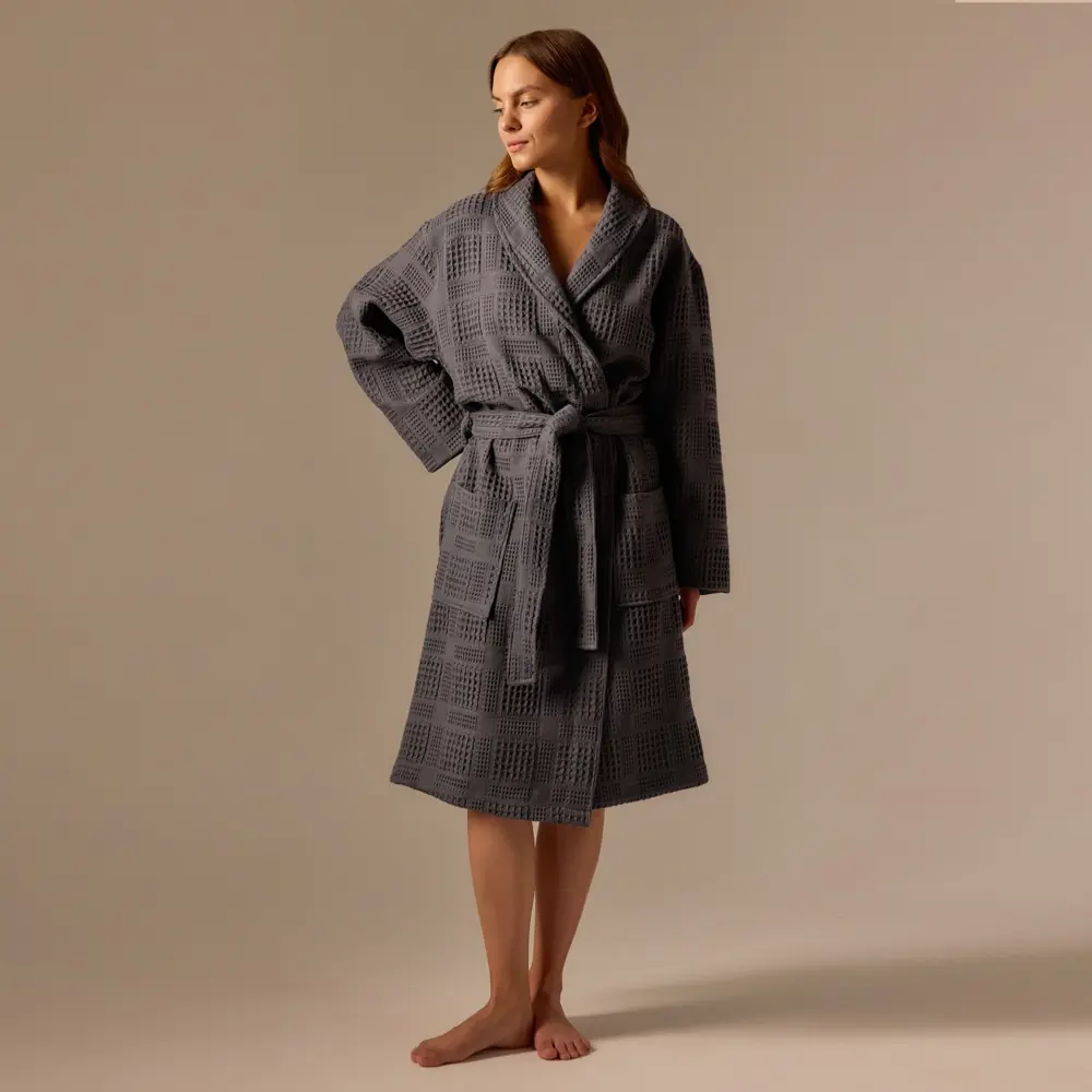 Фото 3 Халат вафельный женский Sima-Land Home Chess Гри Сандре размер S Фото 3 Халат вафельный женский Sima-Land Home Chess Гри Сандре размер S