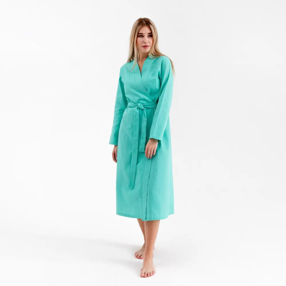 Фото Халат вафельный женский удлинённый «Экономь и Я 5045731 размер 42-44, фиолетовый Фото Халат вафельный женский удлинённый «Экономь и Я 5045731 размер 42-44, фиолетовый