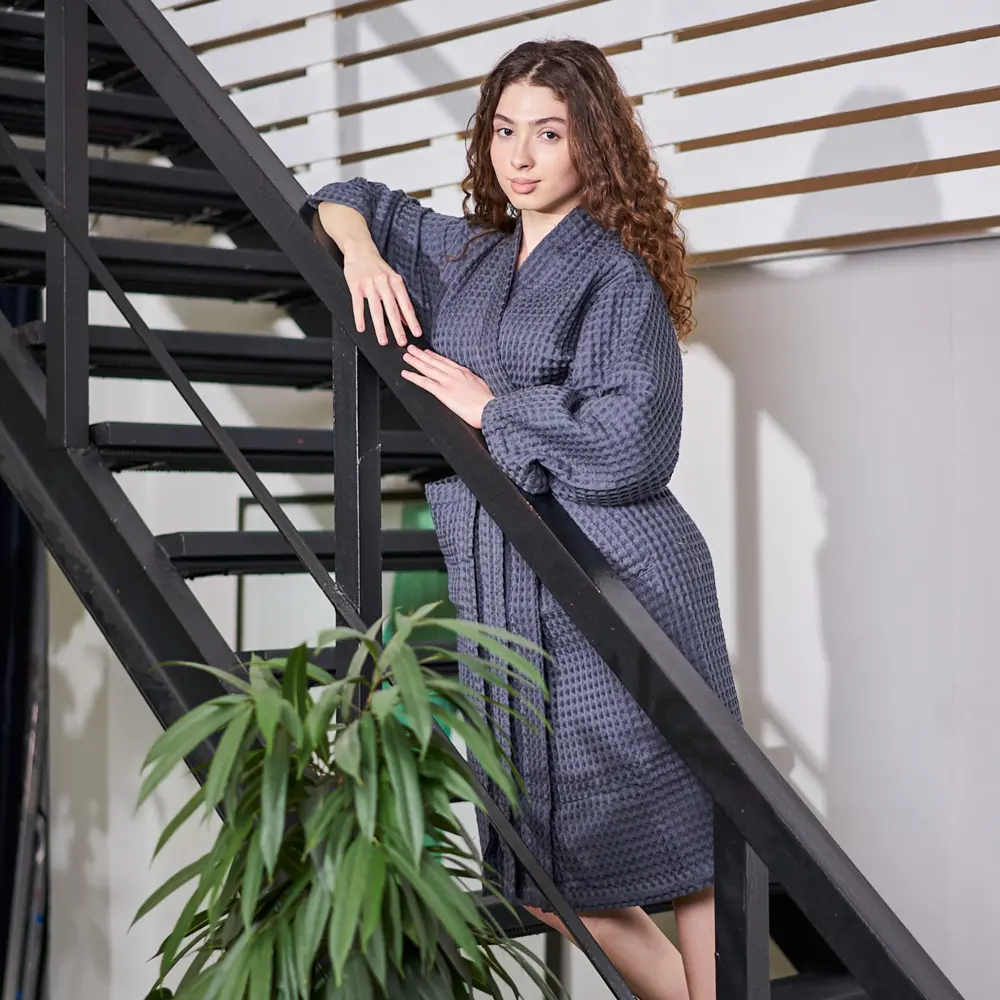Фото 12 Халат вафельный женский удлиненный Этель 6243511 Boho размер 42-44, цвет темно-серый Фото 12 Халат вафельный женский удлиненный Этель 6243511 Boho размер 42-44, цвет темно-серый