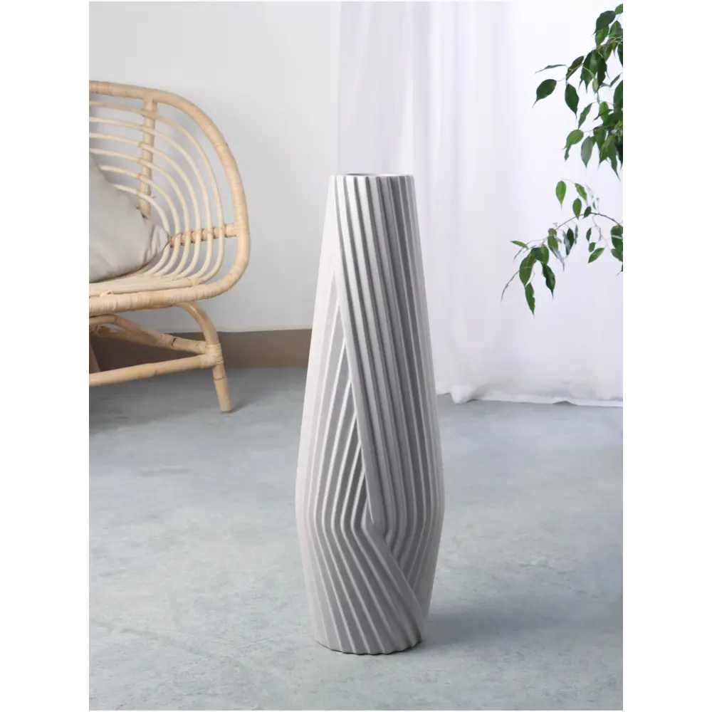 Фото Ваза Сима-ленд Айко керамика цвет серый / серебристый 17 см