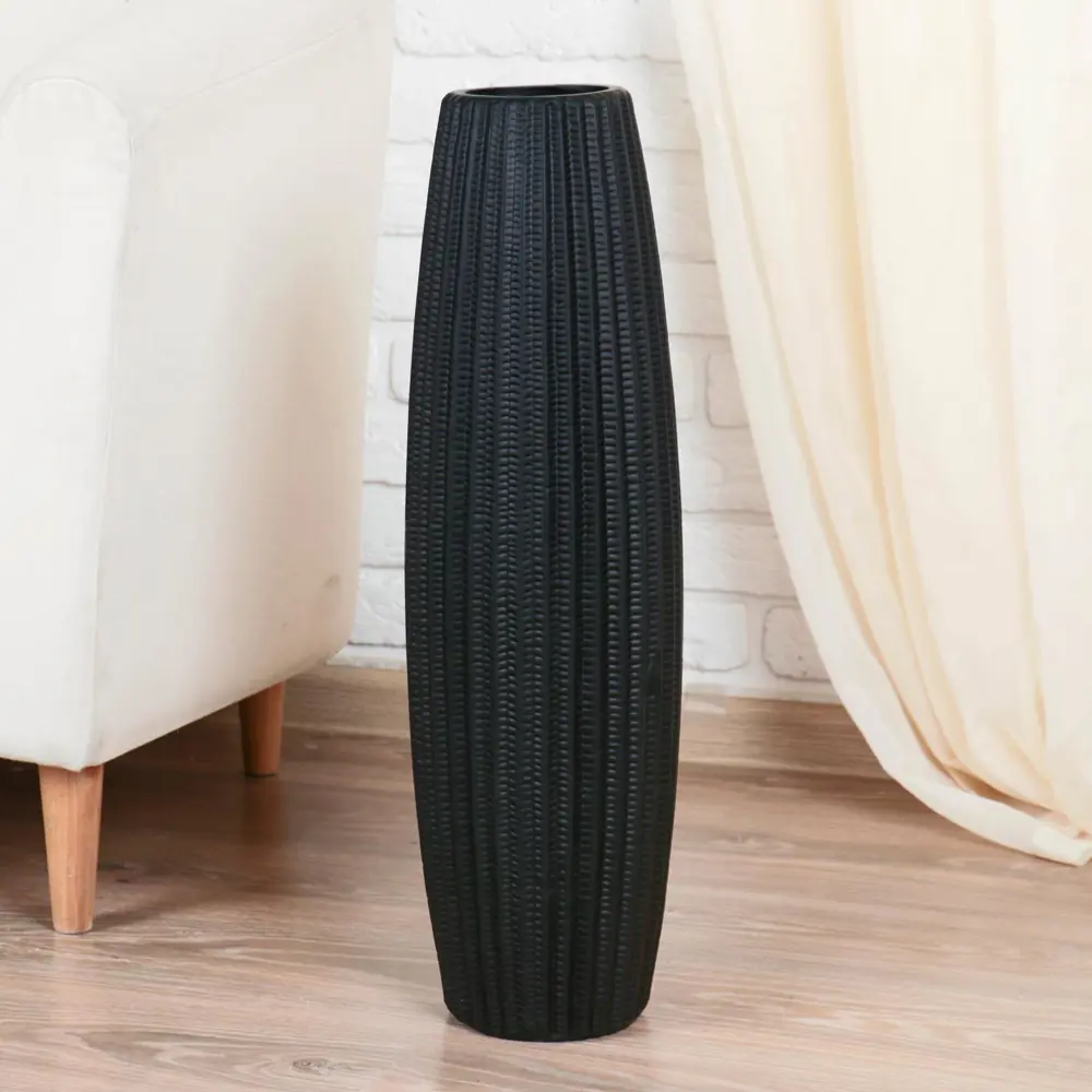 Фото Ваза Сима-ленд Грени бочонок керамика цвет черный 60 см