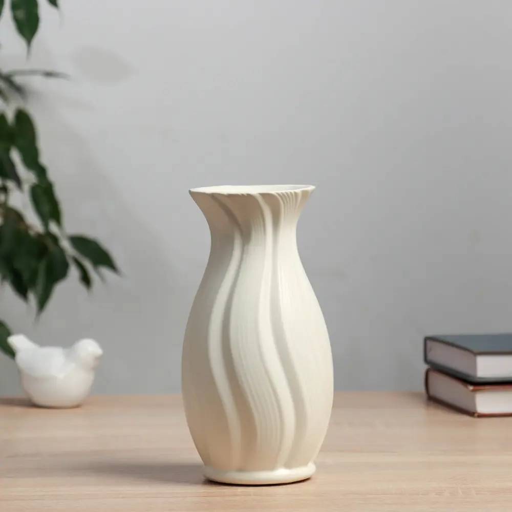 Фото Ваза Сима-ленд Джаспер керамика цвет белый 10.5 см