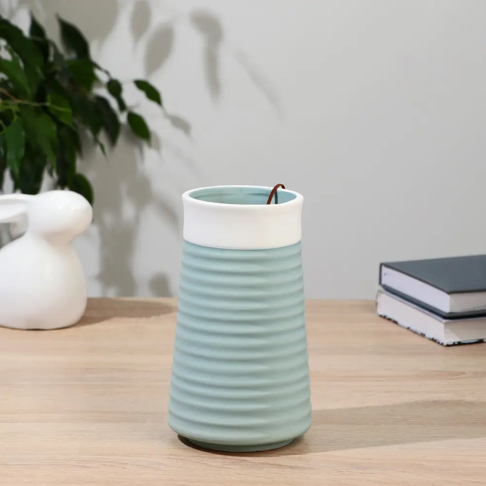 Фото 2 Ваза Сима-ленд Лиам натура керамика цвет синий 18 см