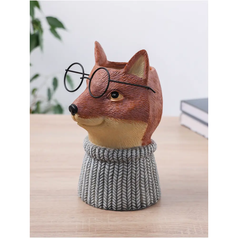Фото 4 Ваза Take it easy Лиса в очках полистоун цвет бежевый 26 см Фото 4 Ваза Take it easy Лиса в очках полистоун цвет бежевый 26 см