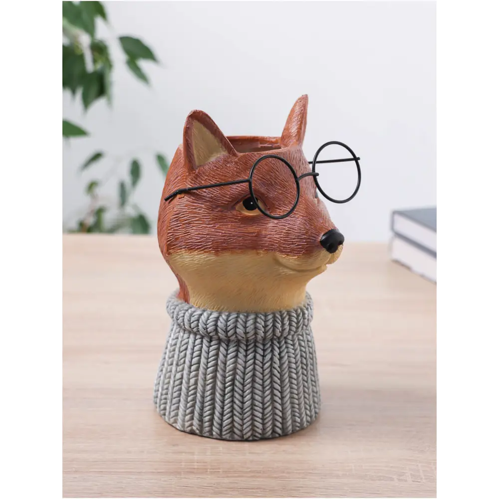 Фото 2 Ваза Take it easy Лиса в очках полистоун цвет бежевый 26 см Фото 2 Ваза Take it easy Лиса в очках полистоун цвет бежевый 26 см