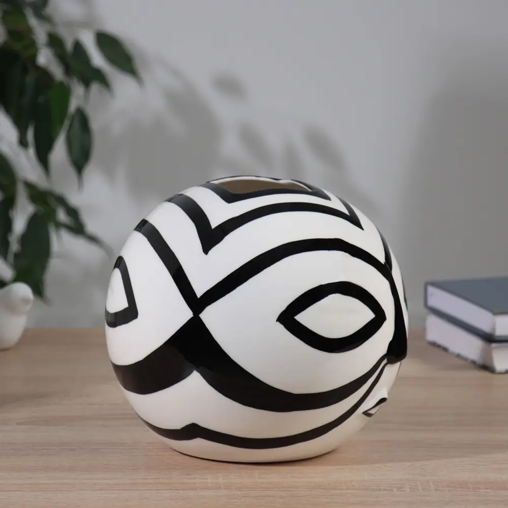 Фото 2 Ваза Сима-ленд Пикассо маска керамика цвет черный 21 см