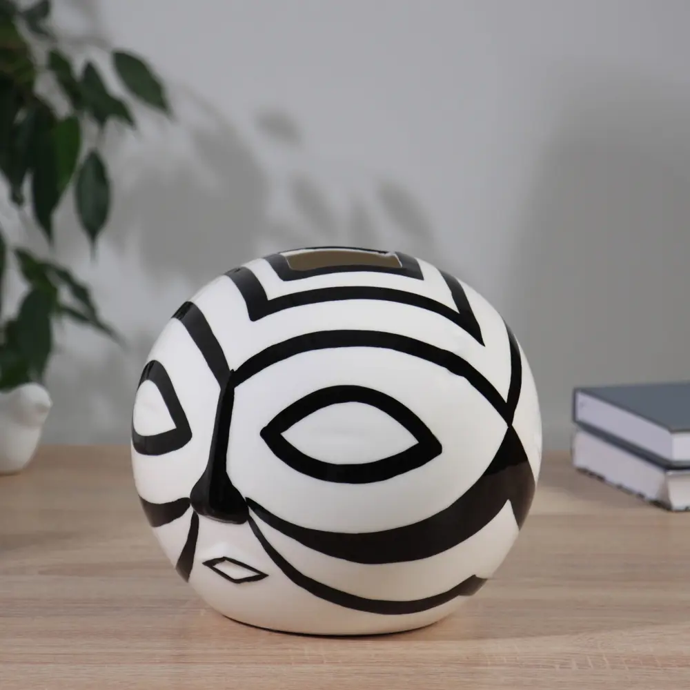 Фото 3 Ваза Сима-ленд Пикассо маска керамика цвет черный 21 см