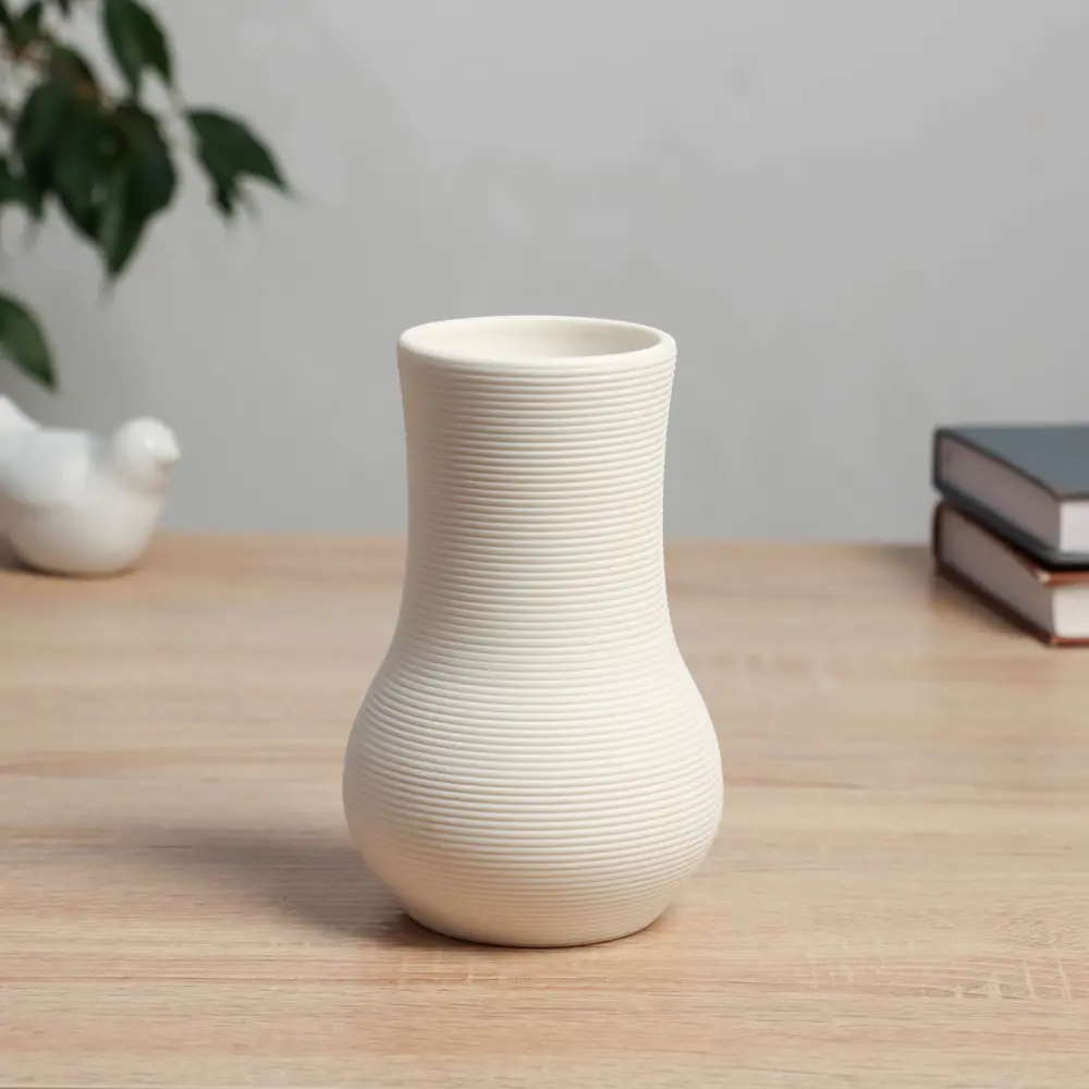 Фото Ваза Сима-ленд Элиот изгиб керамика цвет белый 10 см