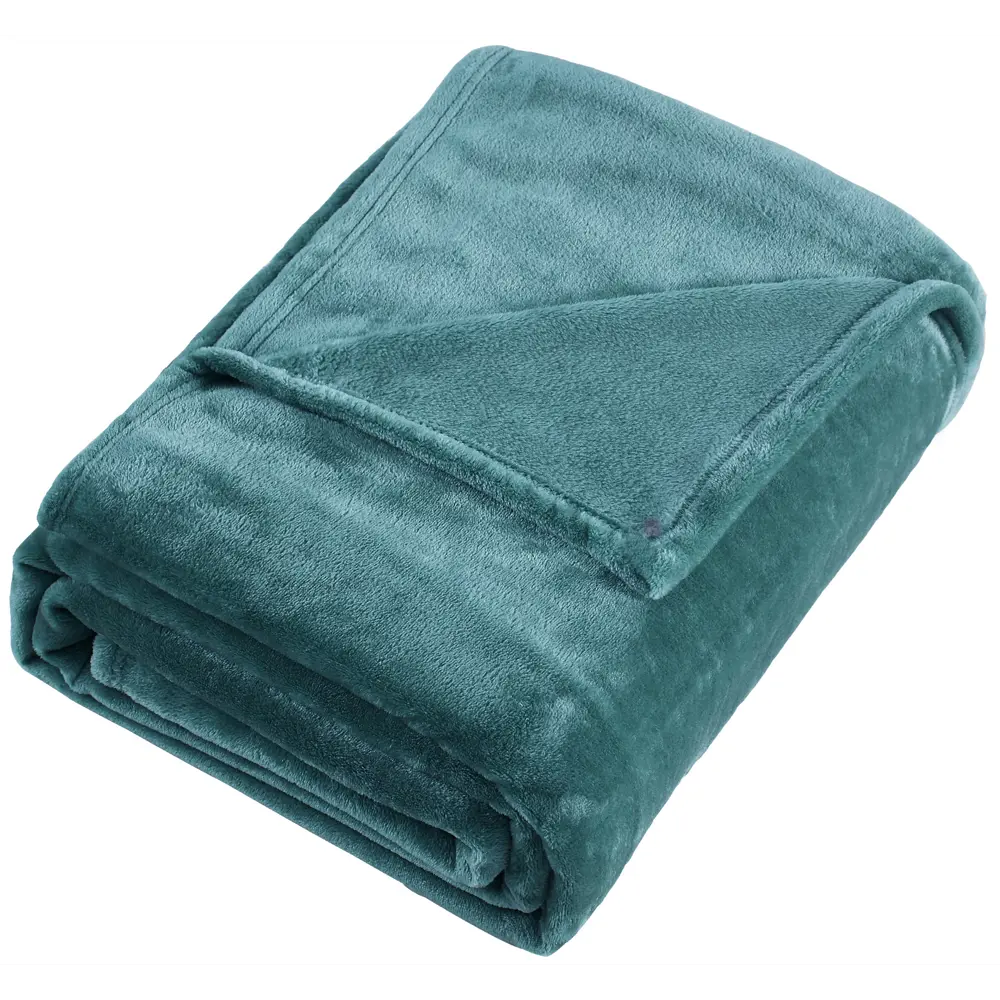 Фото Плед Inspire Flandria 200x220 см микрофибра цвет бирюзовый Emerald 1