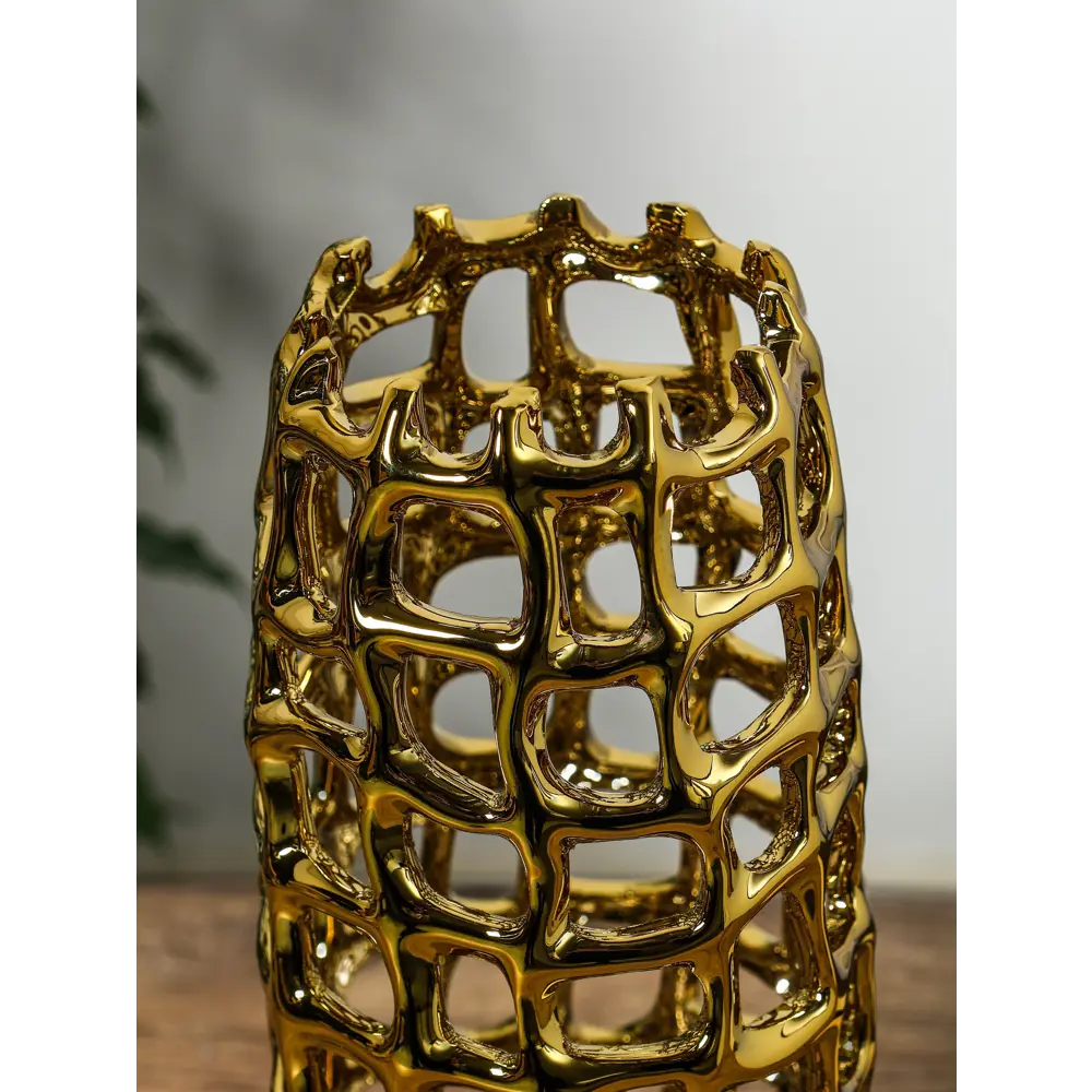 Фото 4 Ваза Сима-ленд Дайзи крупная сетка керамика цвет золото 31 см Фото 4 Ваза Сима-ленд Дайзи крупная сетка керамика цвет золото 31 см