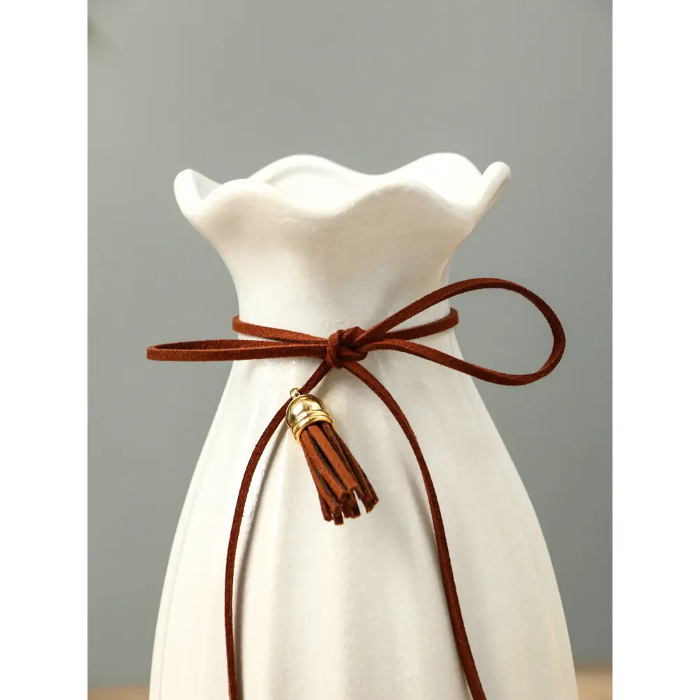 Фото 3 Ваза Сима-ленд Шерон полосы шнур керамика цвет белый 11 см