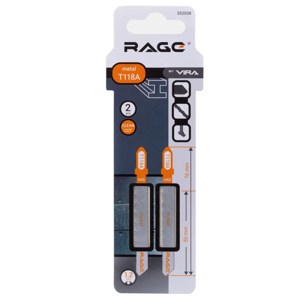 Фото 7 Пилка для электролобзика по стали Rage T118A чистый рез, 2 шт. Фото 7 Пилка для электролобзика по стали Rage T118A чистый рез, 2 шт.