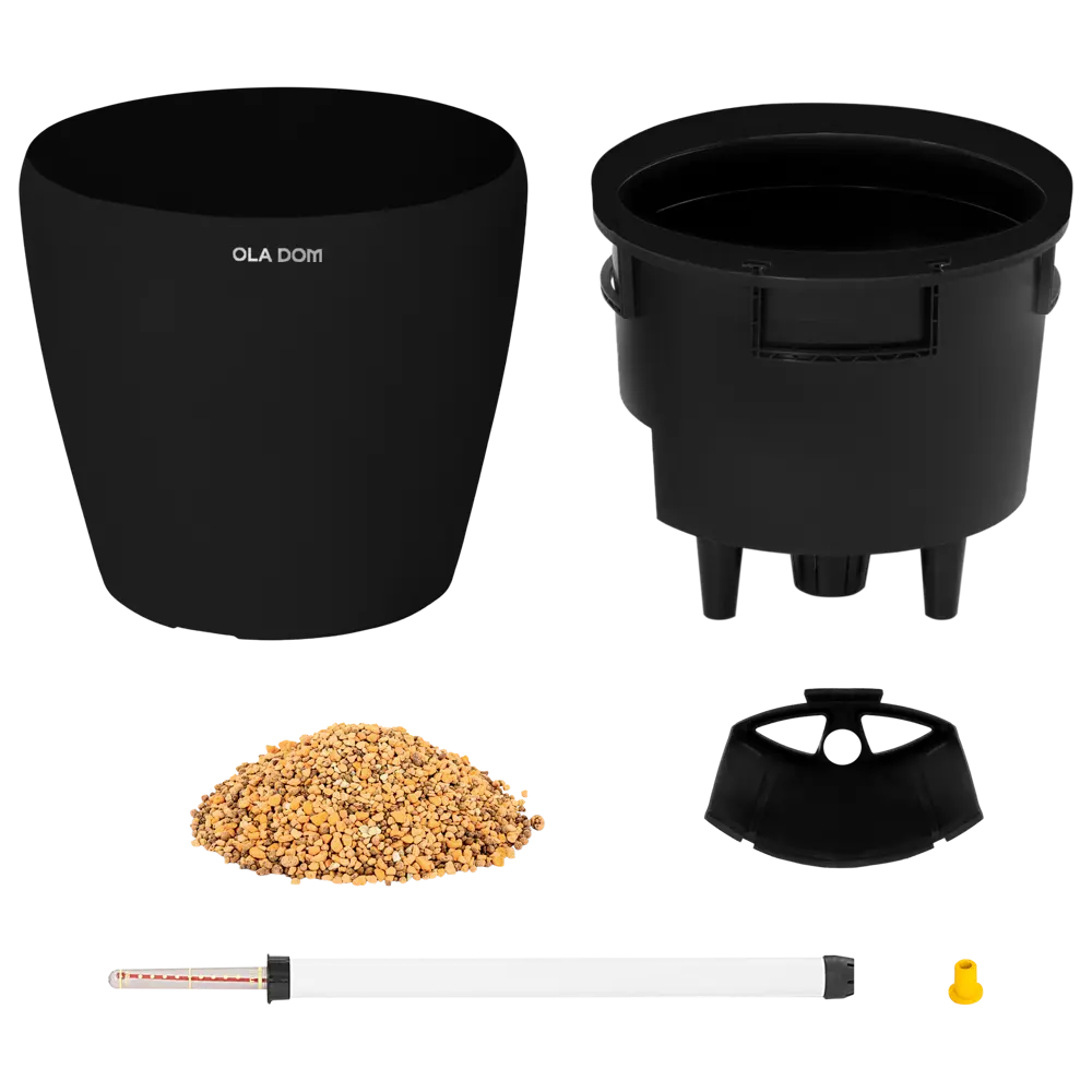 Фото 2 Кашпо Oladom Deluxe Ø43.5 h39.5 см v26 л пластик черный с автополивом Фото 2 Кашпо Oladom Deluxe Ø43.5 h39.5 см v26 л пластик черный с автополивом