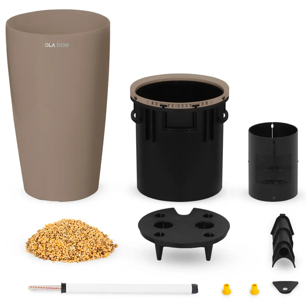 Фото 2 Кашпо Oladom Deluxe Long Ø32.5 h56.5 см v18 л пластик мокко с автополивом Фото 2 Кашпо Oladom Deluxe Long Ø32.5 h56.5 см v18 л пластик мокко с автополивом