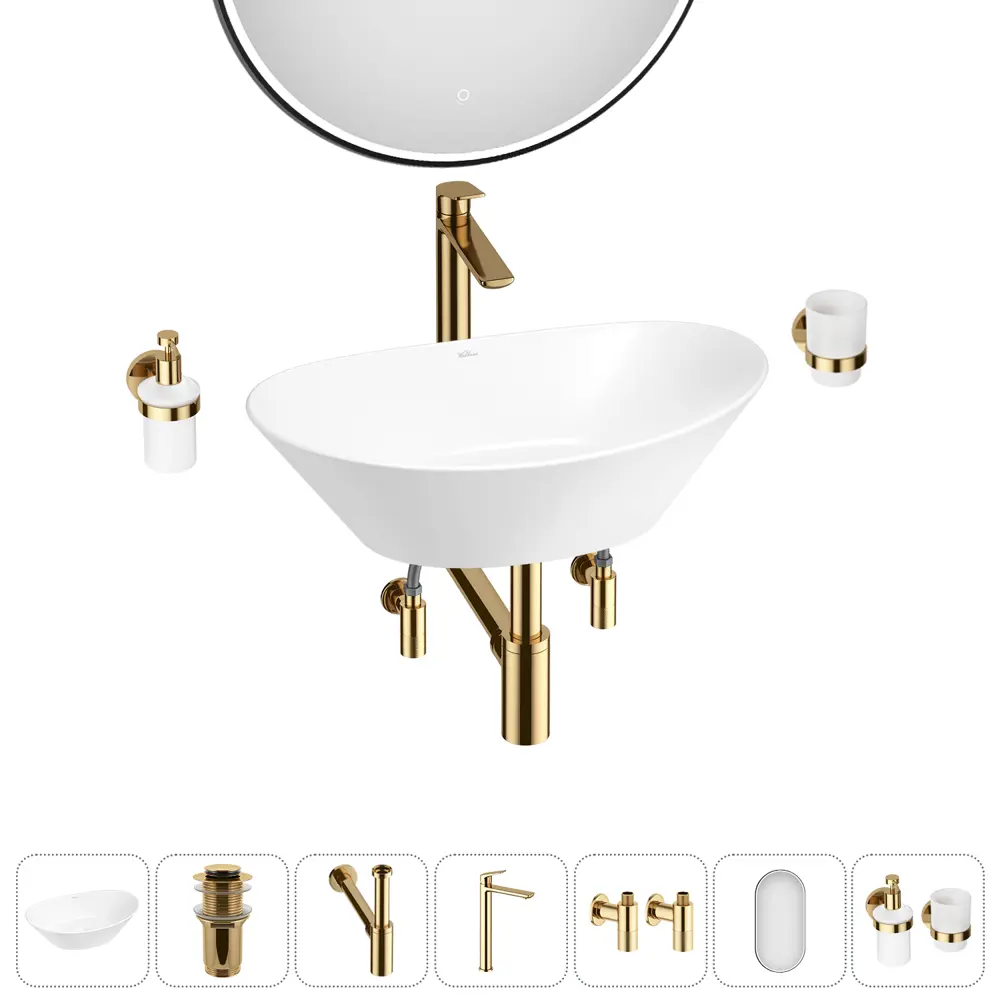 Фото Раковина Wellsee dulcet tones 20218583R 56см цвет раковина 7 в 1: д/к, сифон, смеситель, вентили, зеркало, аксессуары Фото Раковина Wellsee dulcet tones 20218583R 56см цвет раковина 7 в 1: д/к, сифон, смеситель, вентили, зеркало, аксессуары