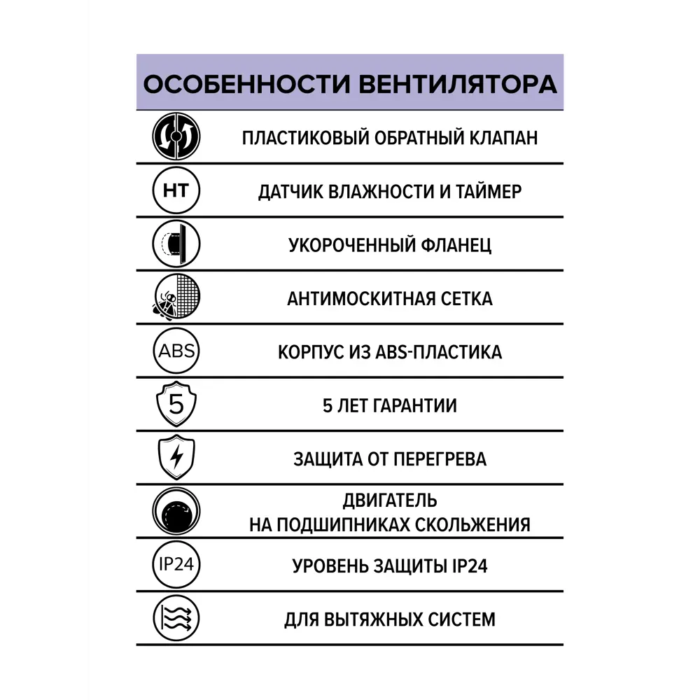 Фото Вентилятор осевой вытяжной Era Rest 5S C HT D125 мм 36 дБ 185 м³/ч обратный клапан цвет белый