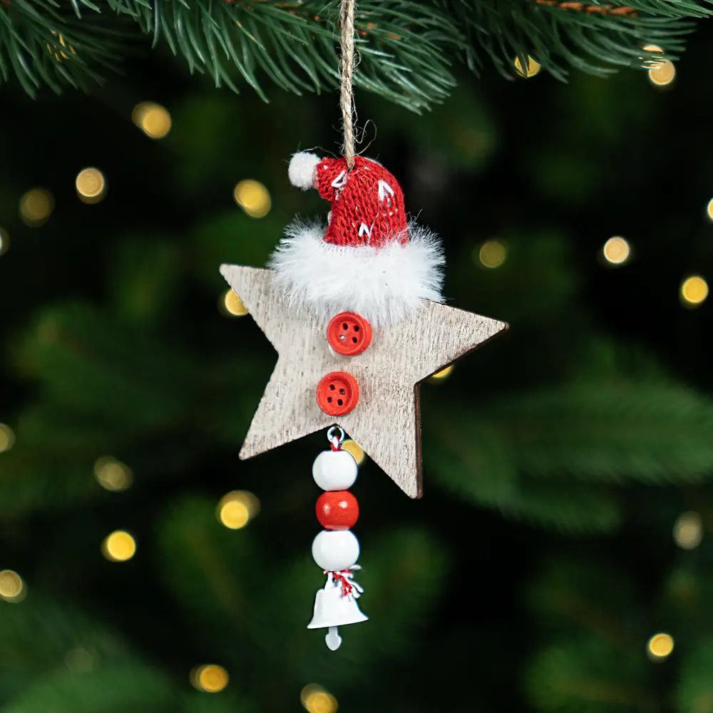 Фото Украшение декоративное подвесное KREAFORTA Звезда 15 см бежевый Фото Украшение декоративное подвесное KREAFORTA Звезда 15 см бежевый