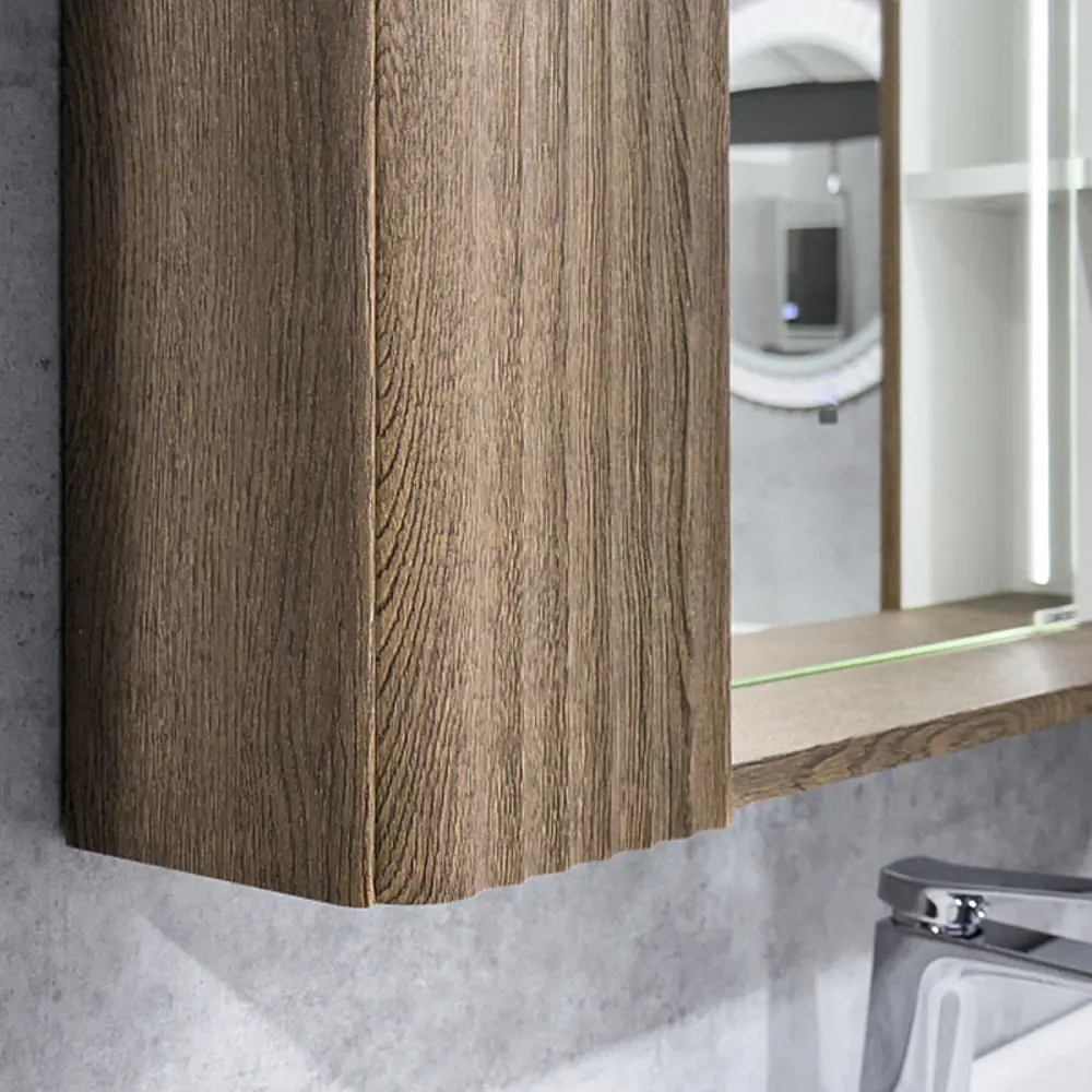 Фото 3 Зеркальный шкаф Comforty Ангара-90 LED подсветка антизапотевание цвет дуб темно-коричневый