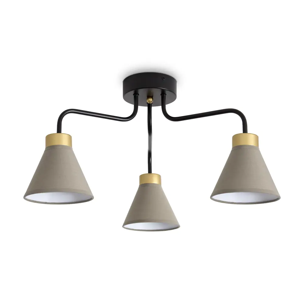 Фото 2 Люстра потолочная Natta 3 лампы 15 м² цвет черный/бежевый