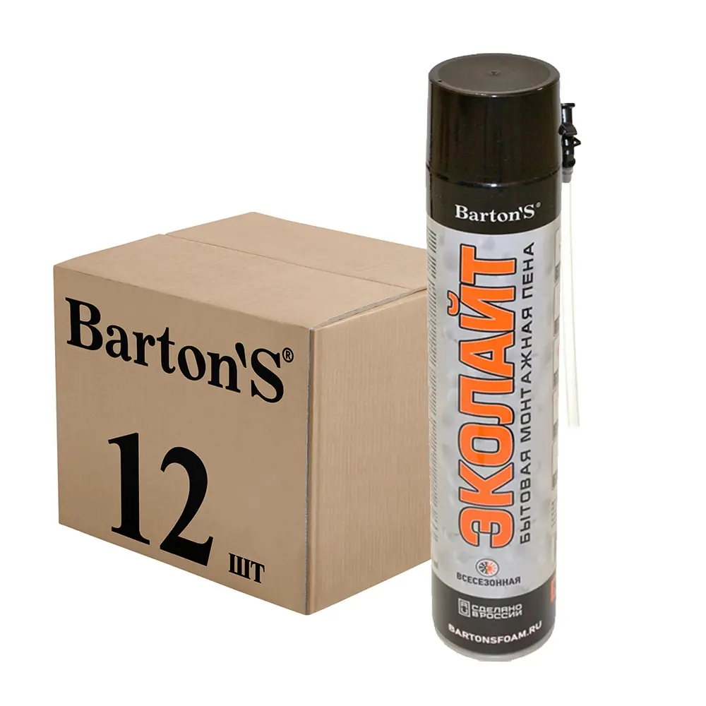 Фото Пена монтажная бытовой Barton Br286 30 изоляционный всесезонная 750 мл 12 шт Фото Пена монтажная бытовой Barton Br286 30 изоляционный всесезонная 750 мл 12 шт