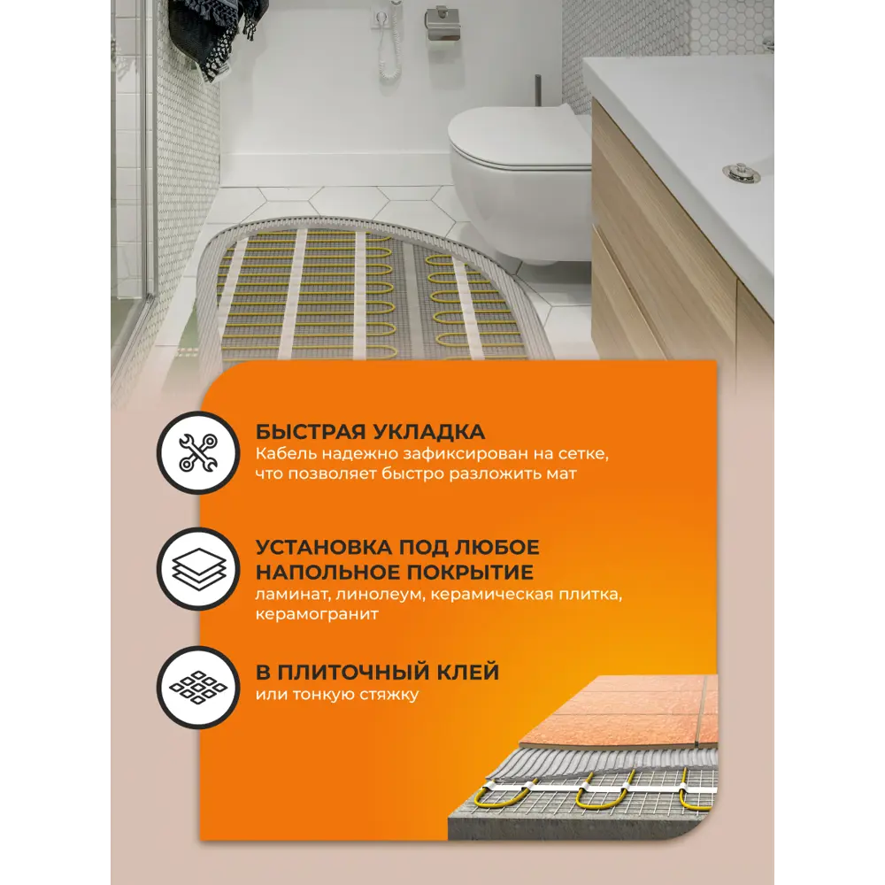 Фото 5 Нагревательный мат Wf 3 м² 450 Вт 7739469