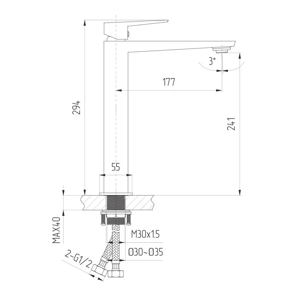 Фото 10 Смеситель для раковины в ванную AVS New Cube высокий оружейная сталь