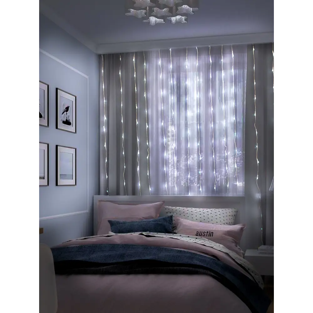 Фото 3 Электрогирлянда занавес-штора новогодняя SH Lights ICLLD180W-C 1.5x1.5 м 8 режимов холодный белый Фото 3 Электрогирлянда занавес-штора новогодняя SH Lights ICLLD180W-C 1.5x1.5 м 8 режимов холодный белый