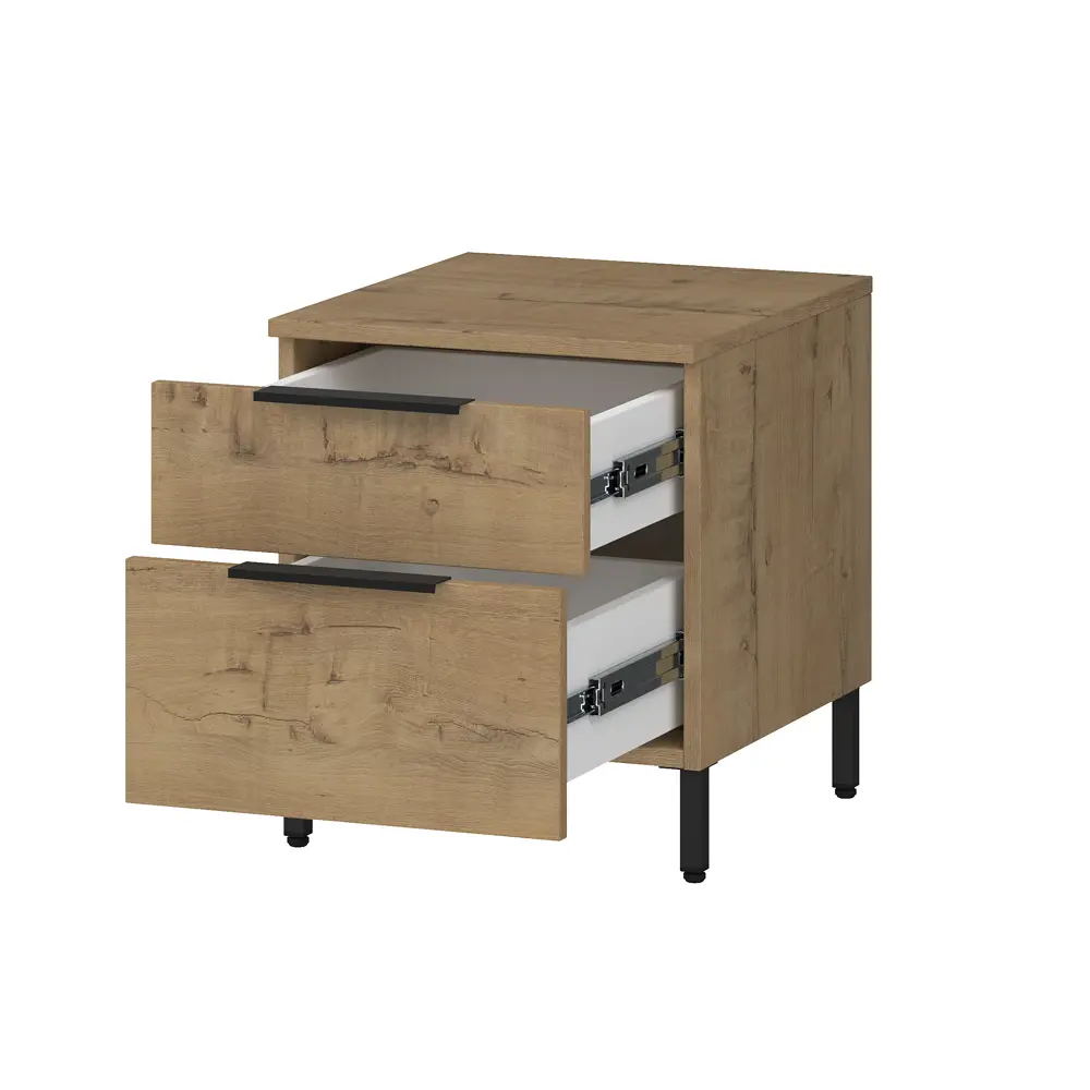 Фото 2 Тумба прикроватная Alsav Tower Teakwood 40.2x47x45 см 2 ящика ЛДСП/металлические ножки цвет бежевый