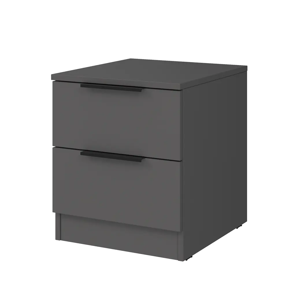 Фото Тумба прикроватная Alsav Tower New graphit 40.2x47x45 см 2 ящика ЛДСП цвет серый