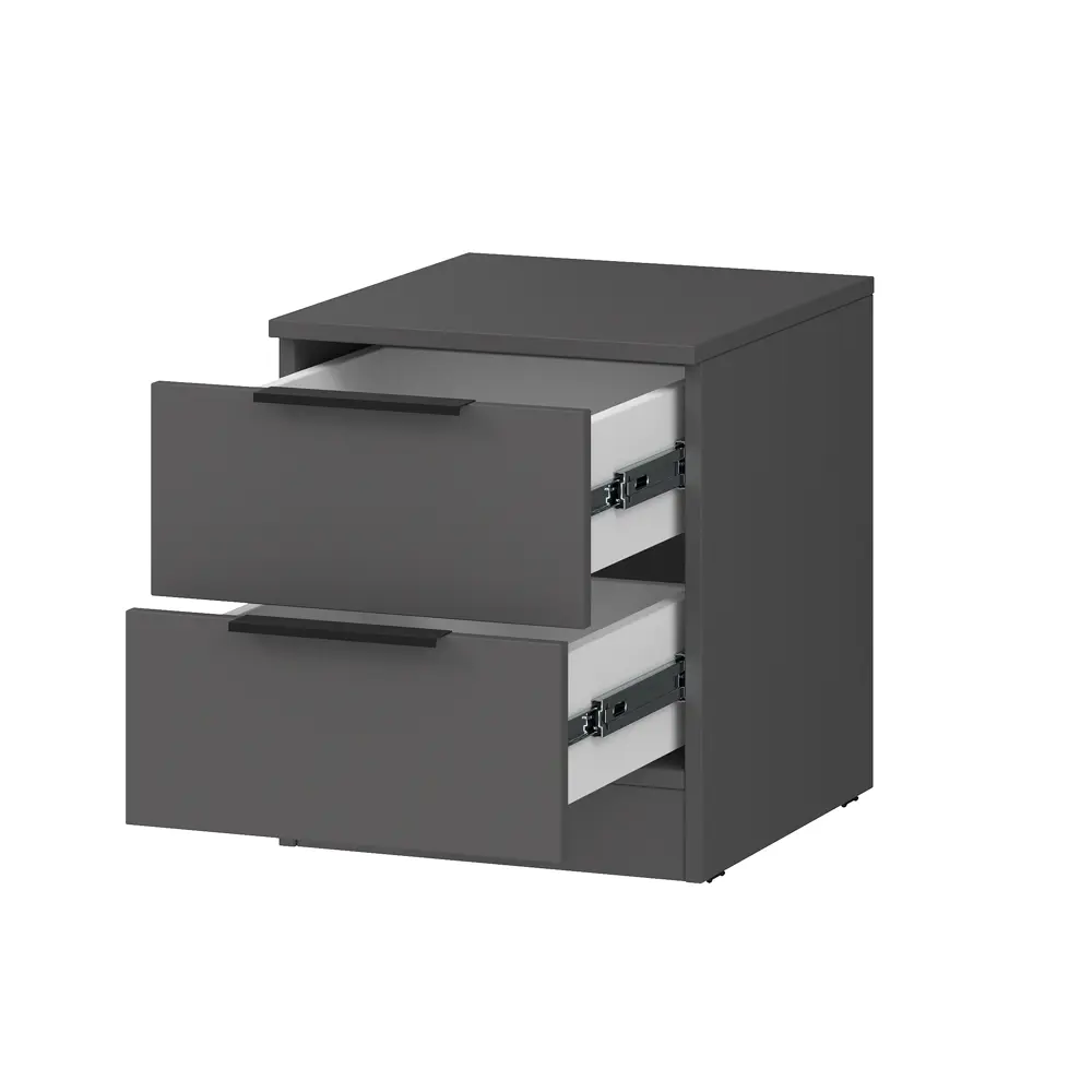Фото 2 Тумба прикроватная Alsav Tower New graphit 40.2x47x45 см 2 ящика ЛДСП цвет серый