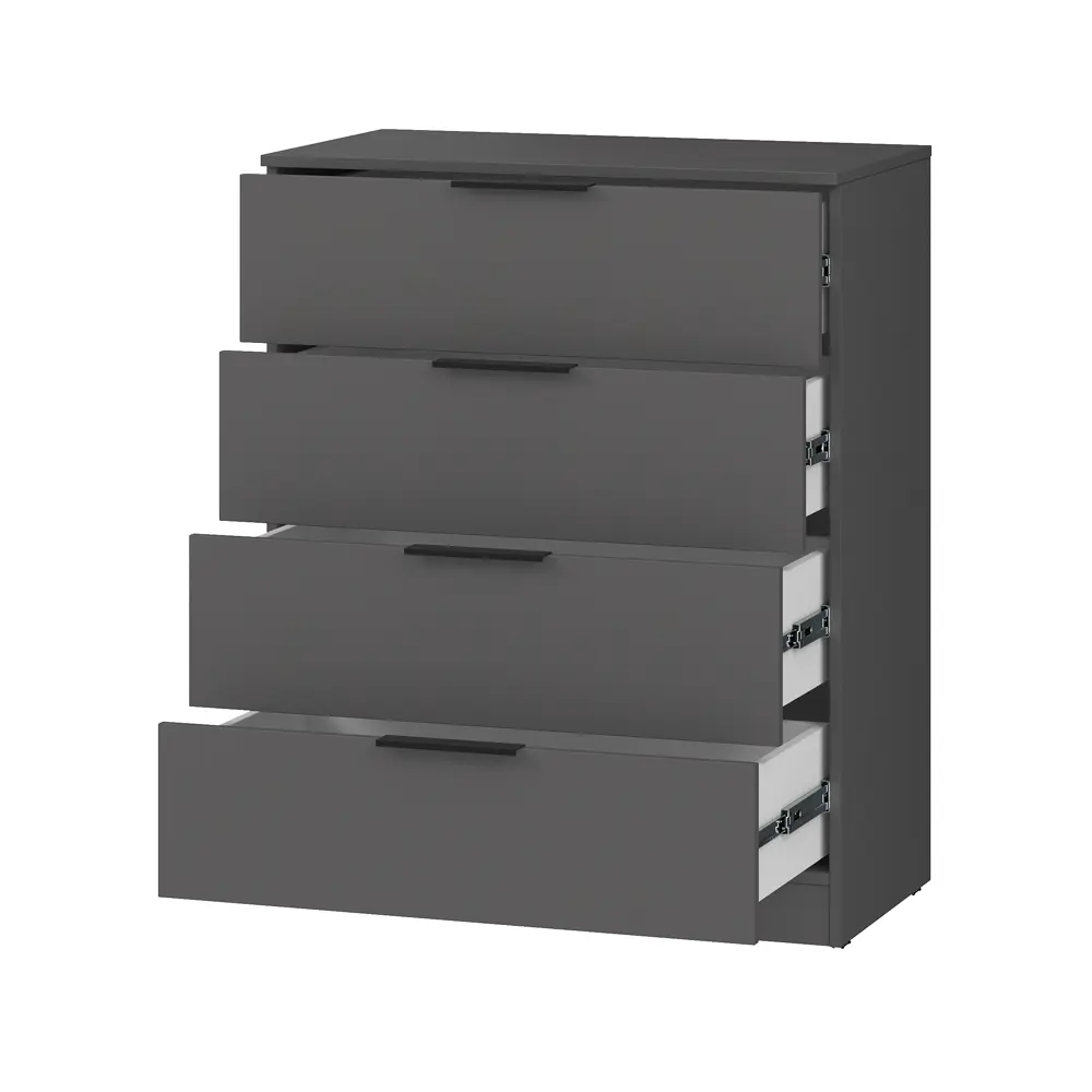 Фото 2 Комод Alsav Tower New graphit 4 ящика 80.9х45х101.2 см ЛДСП цвет серый Фото 2 Комод Alsav Tower New graphit 4 ящика 80.9х45х101.2 см ЛДСП цвет серый