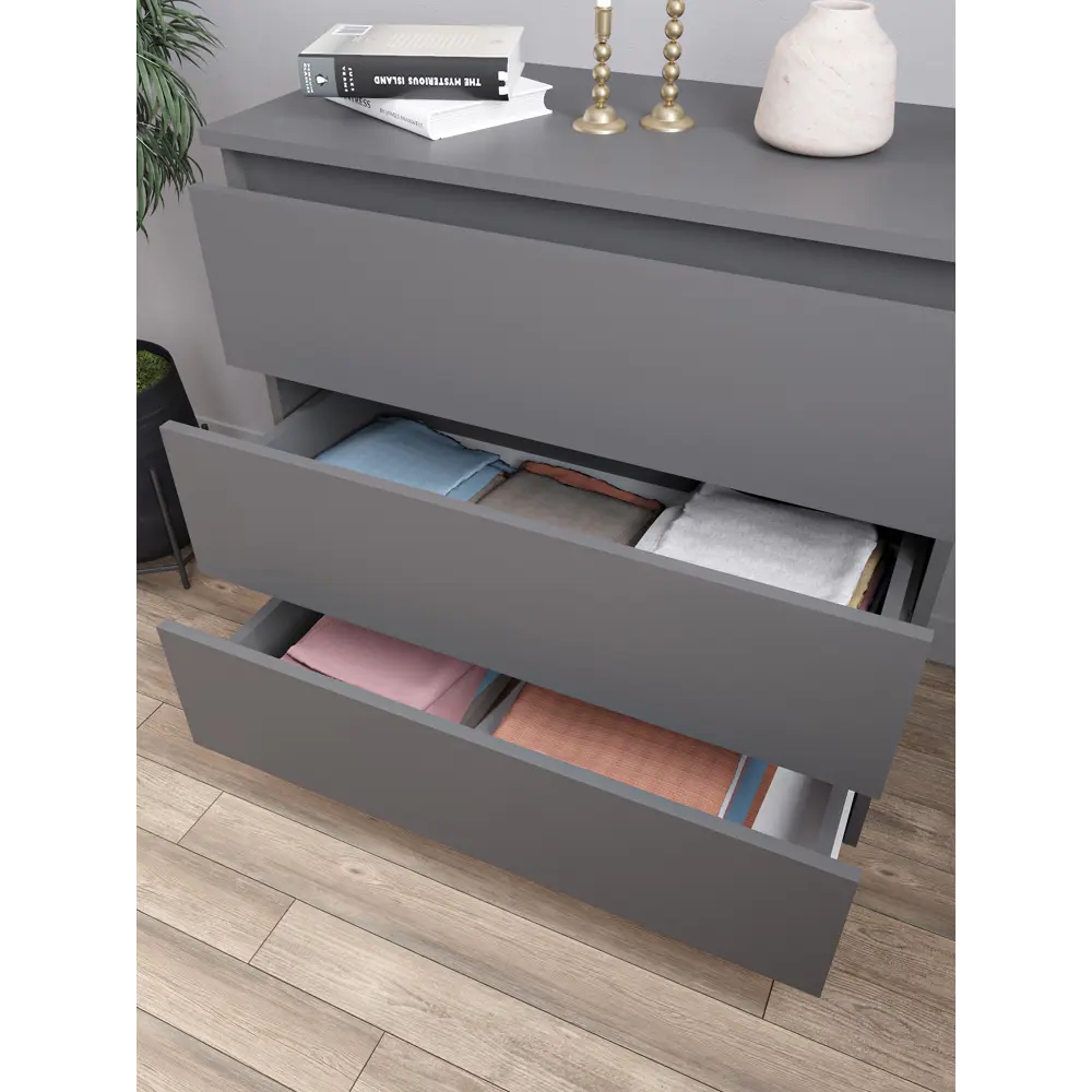 Фото 8 Комод Дсв мебель Мори 3 ящика 80.4x40.4x77 см ЛДСП цвет графит Фото 8 Комод Дсв мебель Мори 3 ящика 80.4x40.4x77 см ЛДСП цвет графит