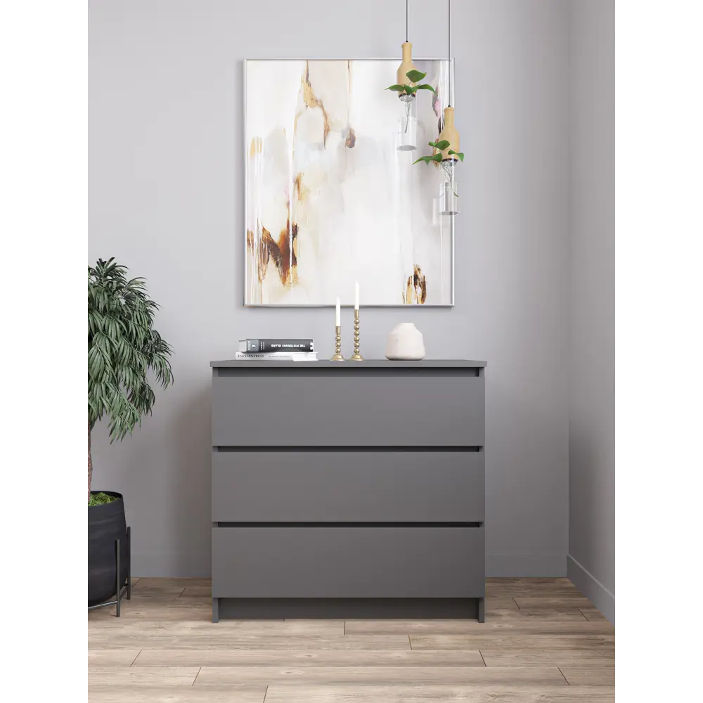 Фото Комод Дсв мебель Мори 3 ящика 80.4x40.4x77 см ЛДСП цвет графит