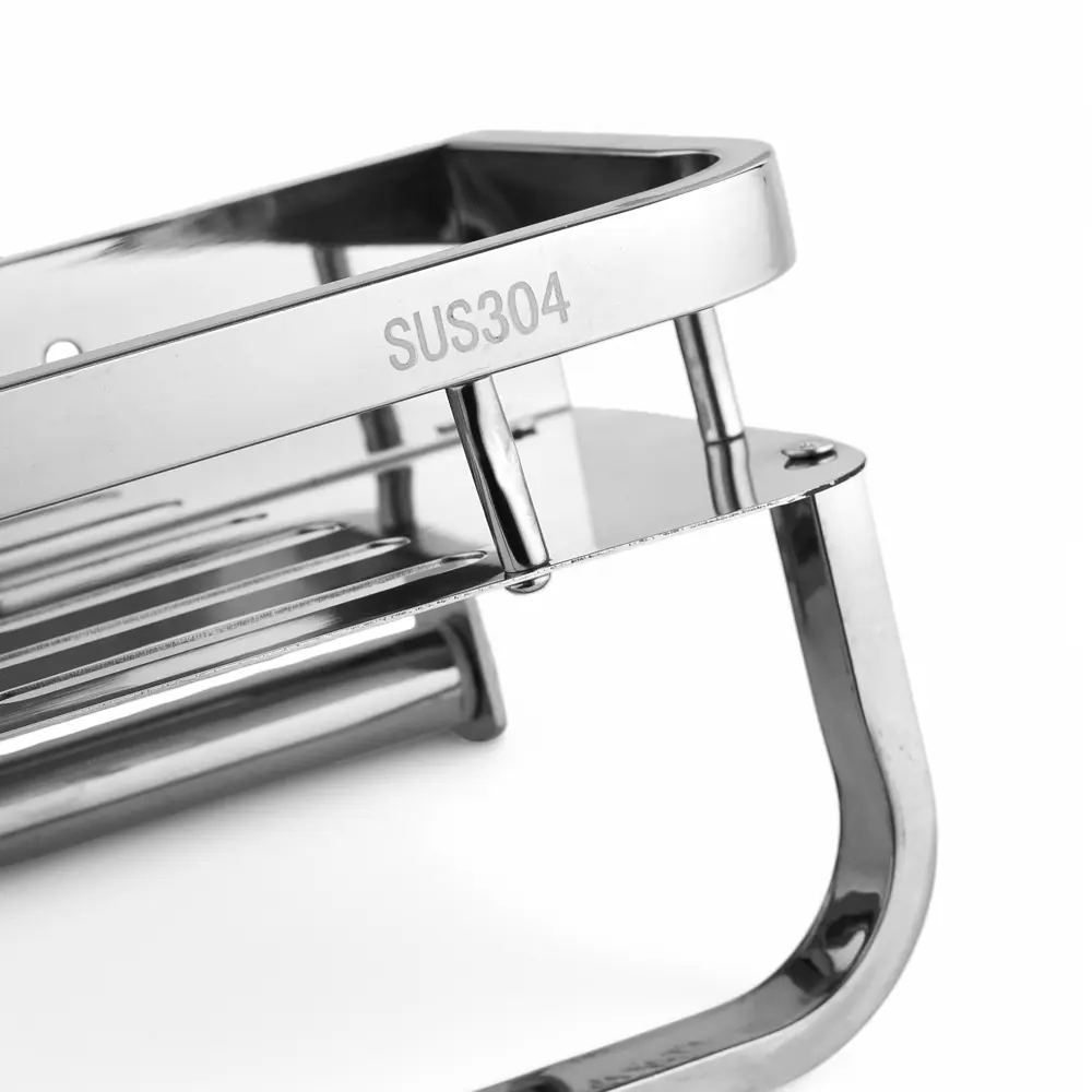 Фото 5 Полка для ванной комнаты Potato P337-30K нержавеющая сталь 11x12 см