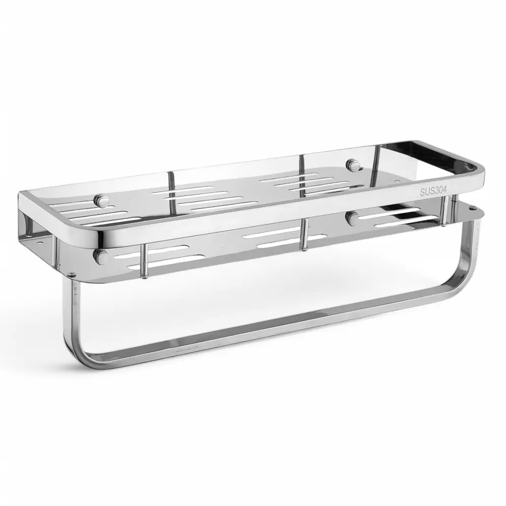 Фото Полка для ванной комнаты Potato P337-40 нержавеющая сталь 11x12 см