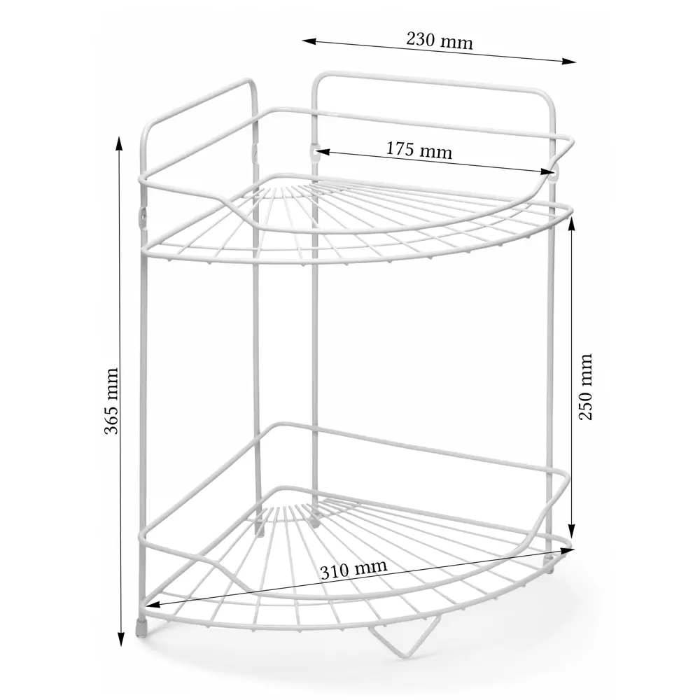Фото 6 Полка для ванной комнаты Potato P370-2W нержавеющая сталь 31x36.5 см